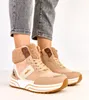 Ciemnobeżowe sneakersy wysokie ocieplane z kożuszkiem Mirasen